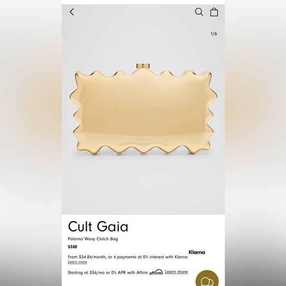 NEW - Cult Gaia Metallic Gold Paloma Wavy Clutch - Picture 13 of 16